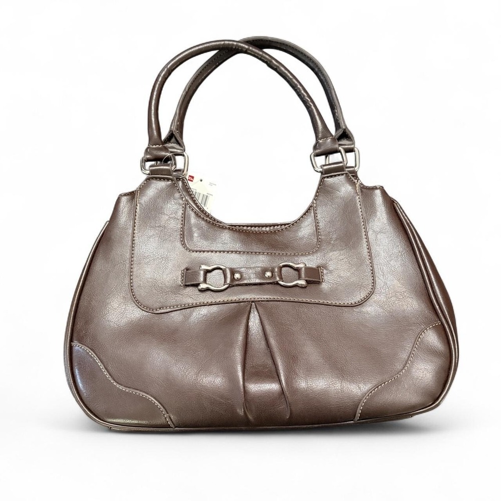 Mundi Womens Satchel Bag Brown NWT Faux Leather Buckle Shoulder Handbag Office